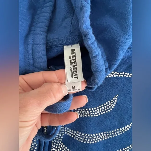 Bones Rhinestone Hoodie - Royal Blue - Picture 6 of 8